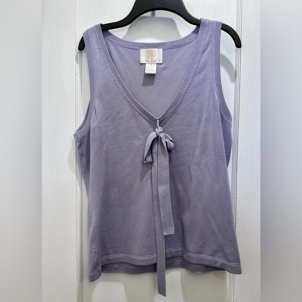 Lavender Sleeveless Tie-Front Top